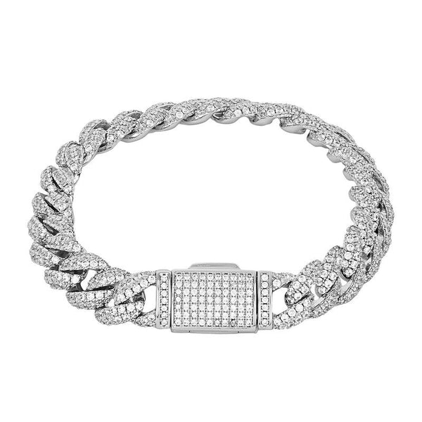 8.5mm Cuban Bracelet - White Gold