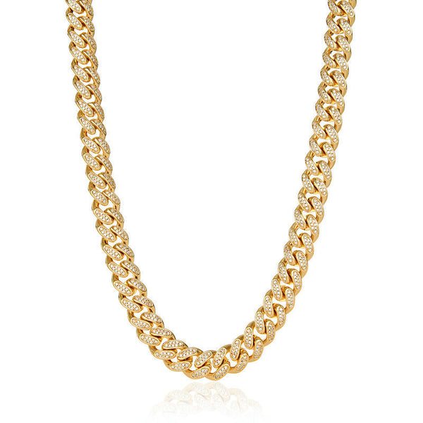 12mm Iced Cuban Chain - Gold