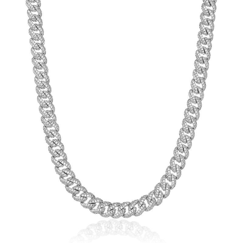 8.5mm Cuban Chain - White Gold