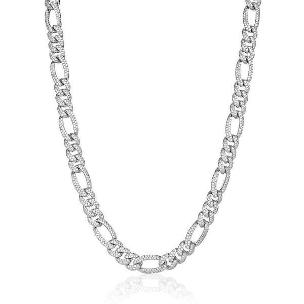 10mm Figaro Chain - White Gold