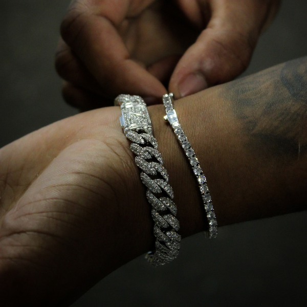 8.5mm Cuban Bracelet - White Gold