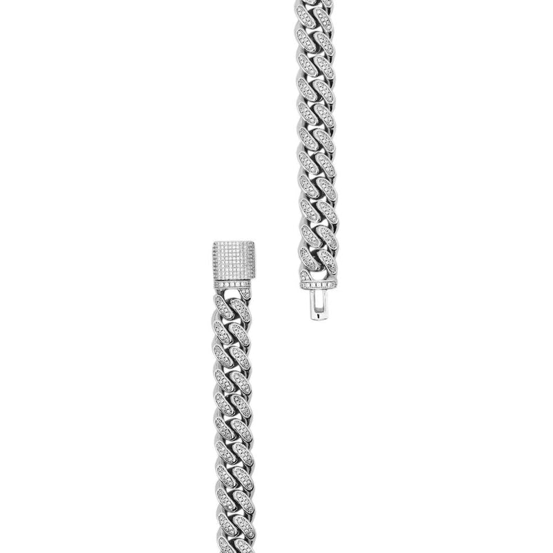 12mm Iced Cuban Chain - White Gold