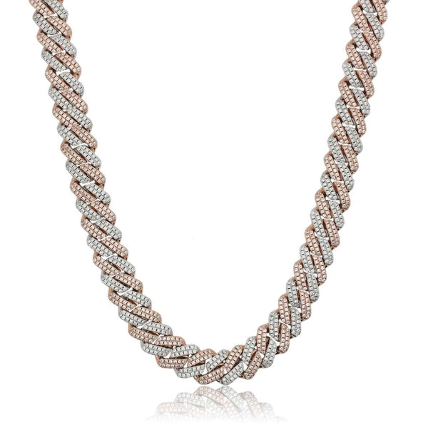 12mm Cuban Prong Chain - Two Tone