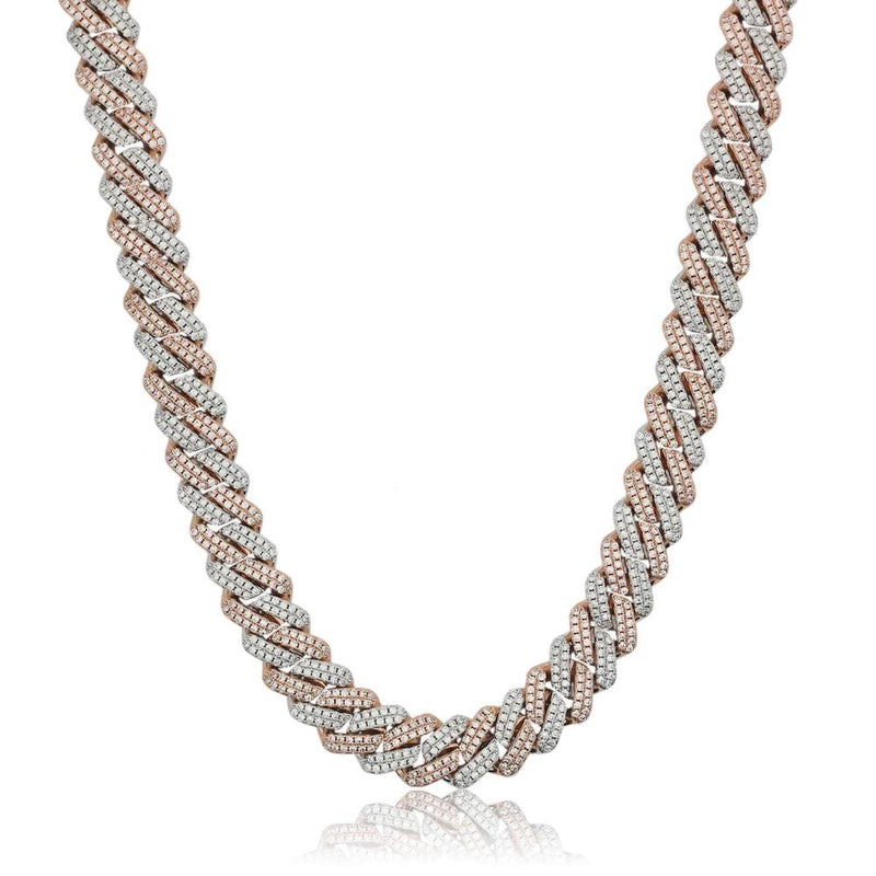 12mm Cuban Prong Chain - Two Tone