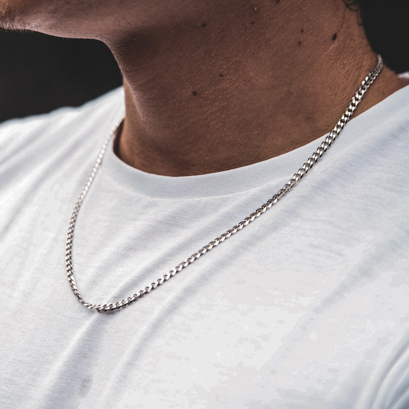 3mm Cuban Chain - White Gold