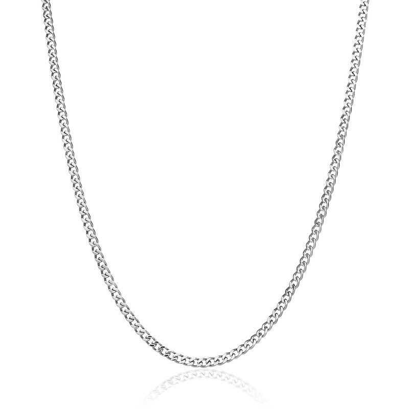 3mm Cuban Chain & Bracelet - White Gold