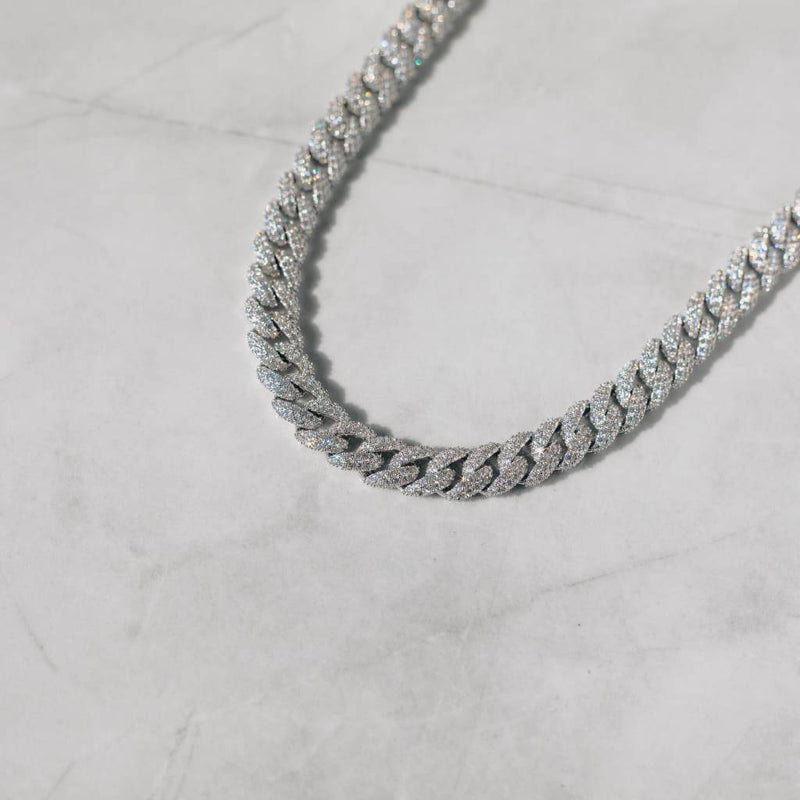 8.5mm Cuban Chain - White Gold