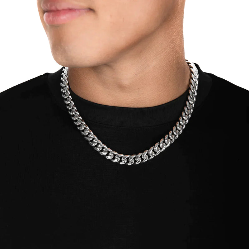 12mm Miami Cuban Chain - White Gold