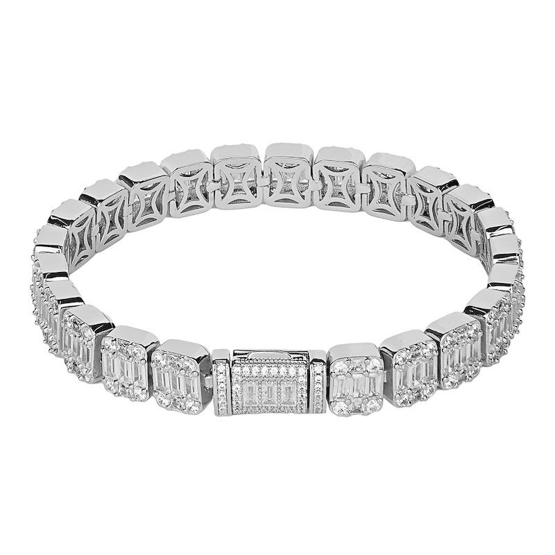 8mm Baguette Tennis Bracelet - White Gold