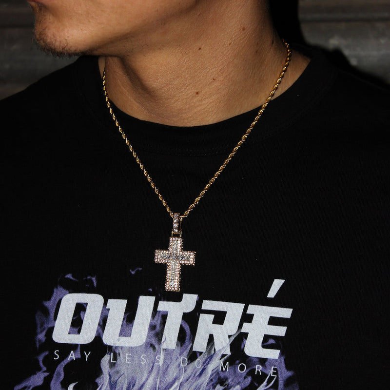 Baguette Cross Pendant - Gold