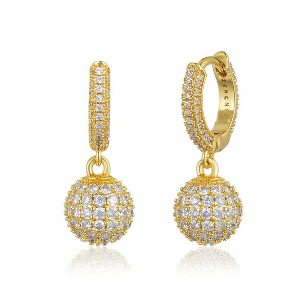 10mm Iced Ball Earrings - Gold