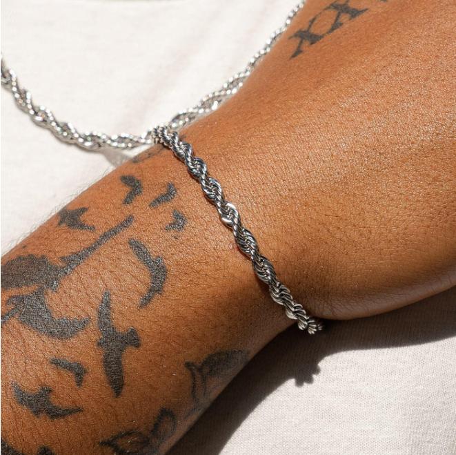 6mm Rope Bracelet - White Gold