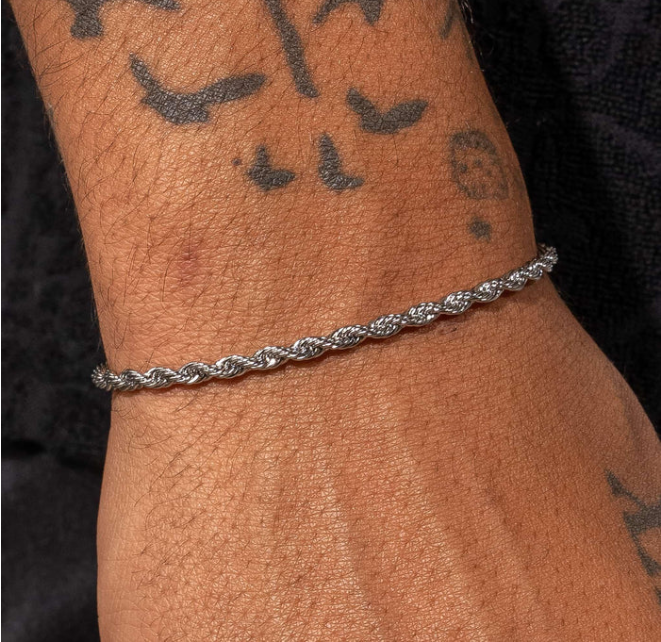 3mm Rope Bracelet - White Gold