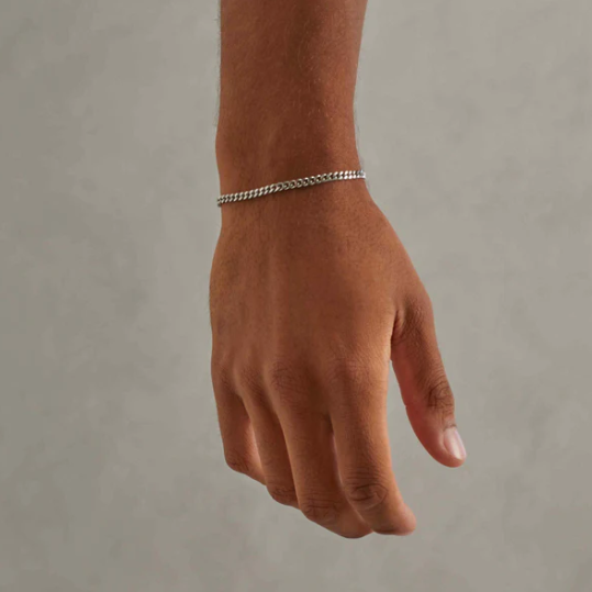 3mm Cuban Bracelet - White Gold