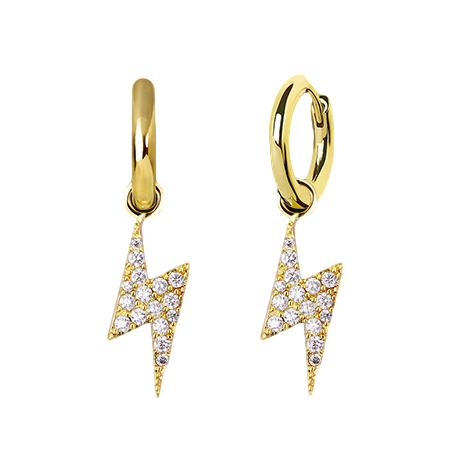 Diamond Lightning Bolt Earrings - Gold