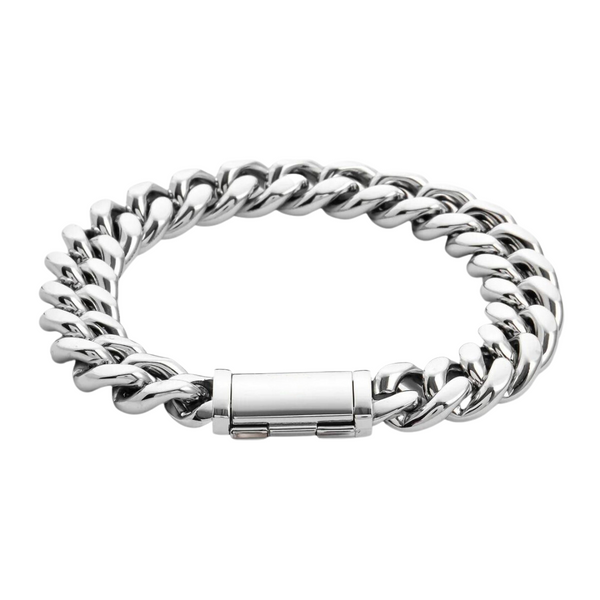 12mm Miami Cuban Bracelet - White Gold