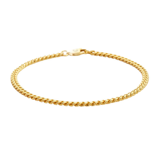 3mm Cuban Bracelet - Gold