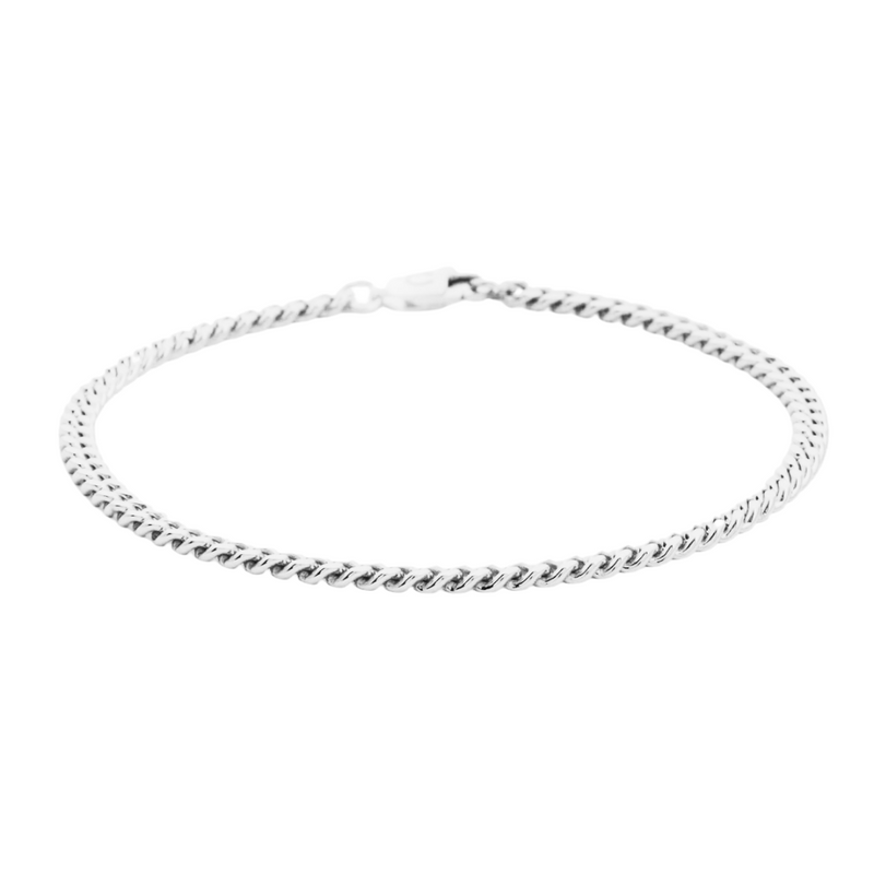 3mm Cuban Chain & Bracelet - White Gold