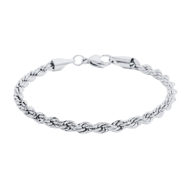 6mm Rope Bracelet - White Gold