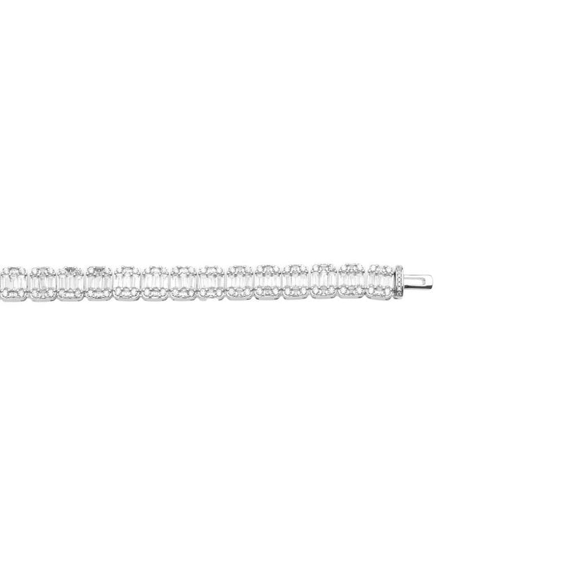 8mm Baguette Tennis Bracelet - White Gold