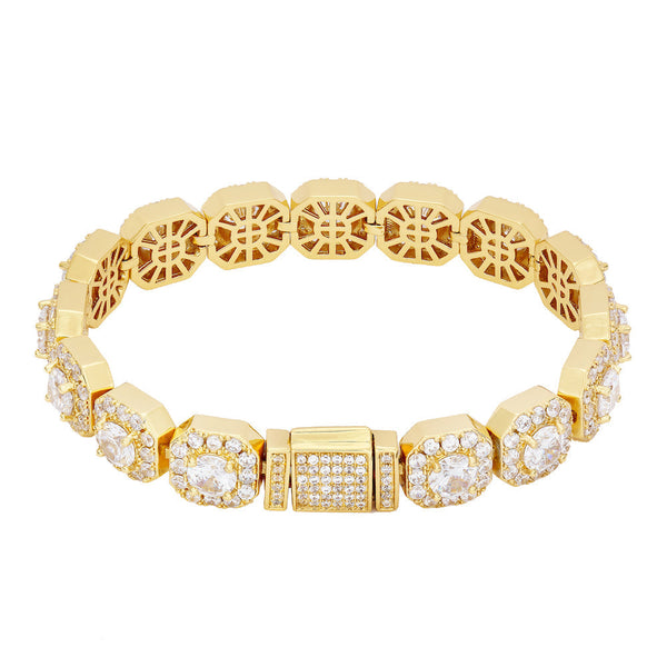 10mm Clustered Tennis Bracelet - Gold