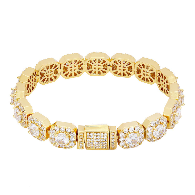 10mm Clustered Tennis Bracelet - Gold