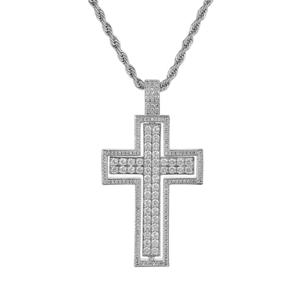 Spinning Cross Pendant - White Gold