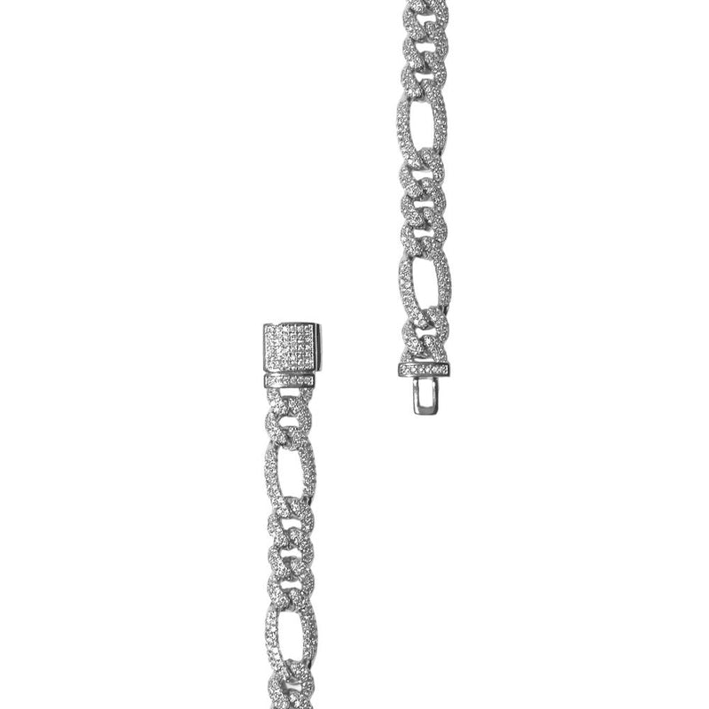 10mm Figaro Chain - White Gold