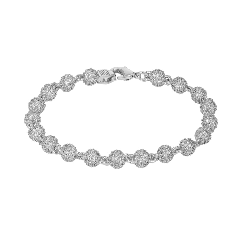 6mm Iced Ball Bracelet - White Gold