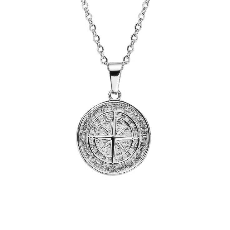 Compass Pendant - White Gold